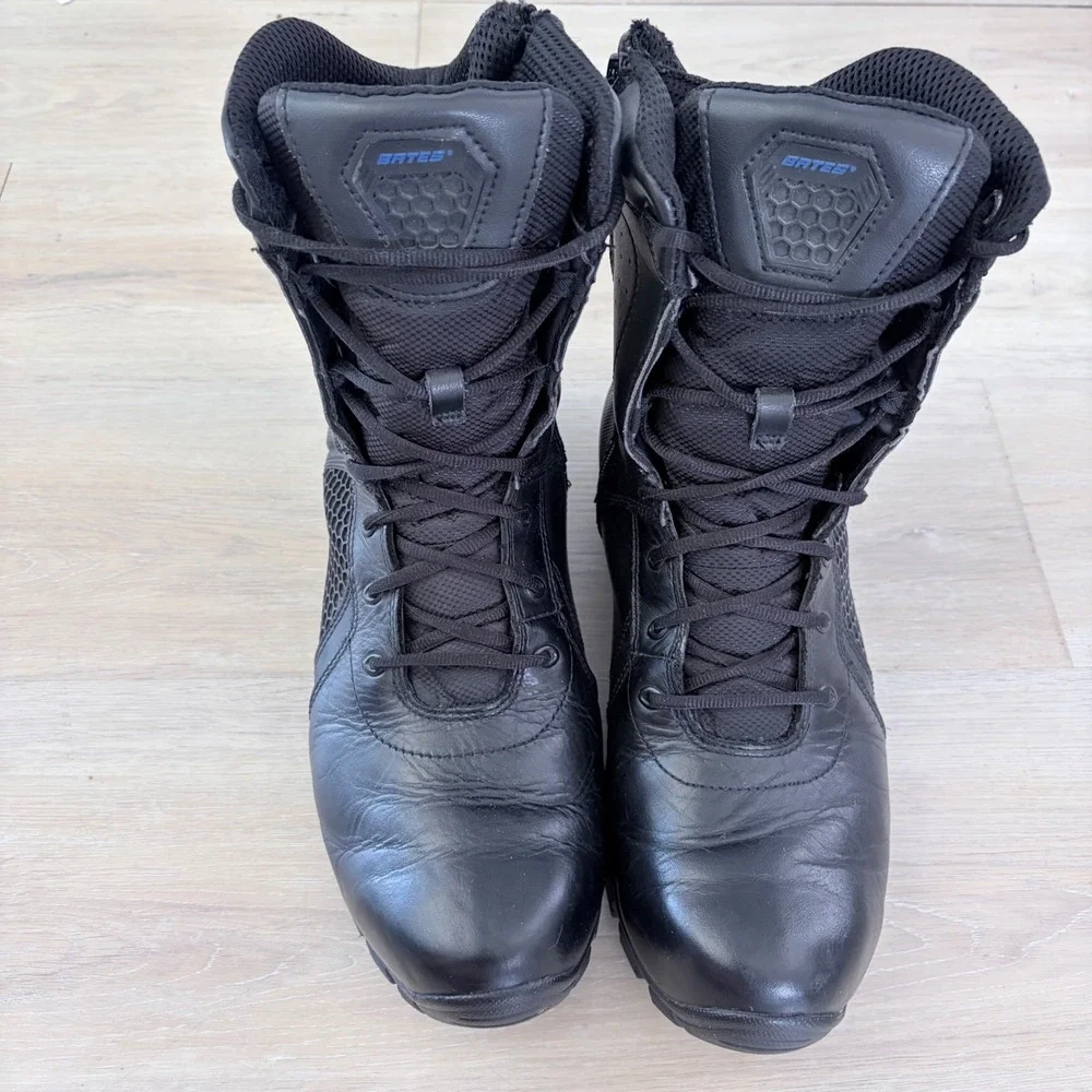 Bates E07008 Strike 8 Inch Side Zip Tactical Boots Mens 13 Black Leather Nylon